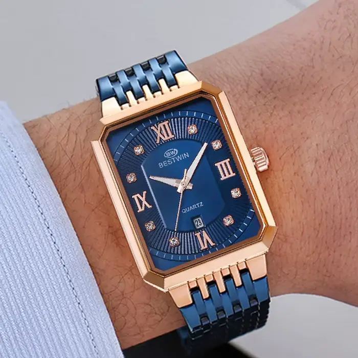 Carré Date 2025 hommes or montres or acier inoxydable