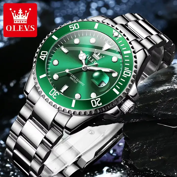OLEVS 5885 montre à Quartz classique pour hommes de marque supérieure aiguilles lumineuses affichage du calendrier