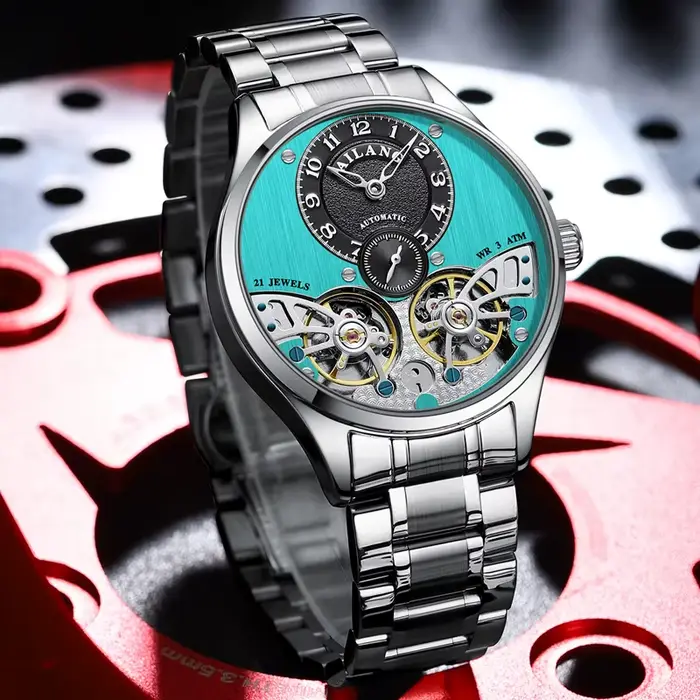 AILANG 2026 nouvelle montre de luxe Double Tourbillon hommes montres mécaniques en acier inoxydable