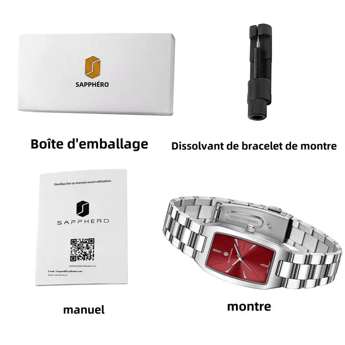 Montre en acier inoxydable SAPPHERO Quartz pour femmes élégante résistante à l'eau pour occasions spéciales et quotidiennes