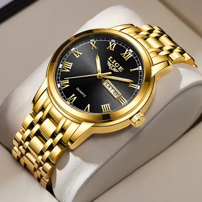 LIGE 2023 nouvelle montre en or femmes montres dames créatif en acier