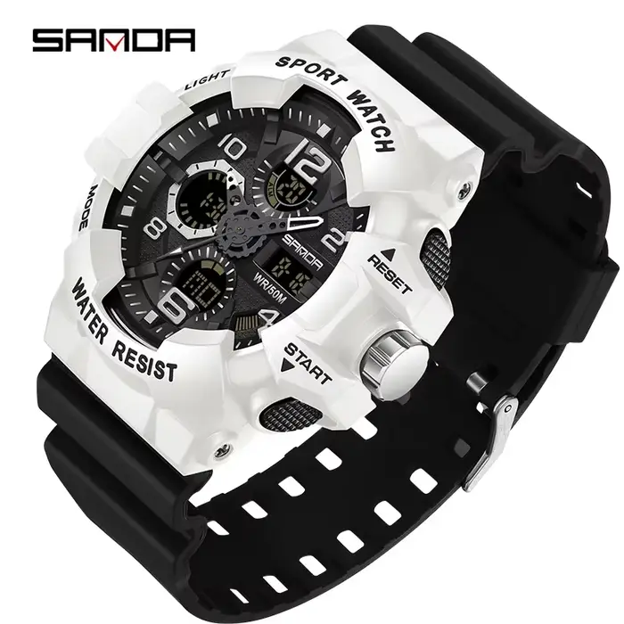 Montre militaire de marque SANDA G-Style pour hommes, montre de sport numérique LED résistante aux c