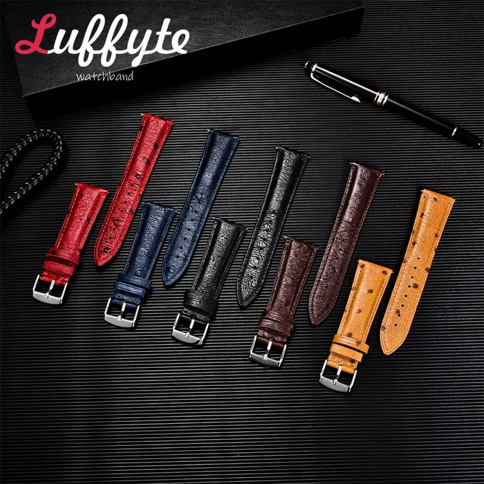 Bracelet de montre en cuir de vachette motif d'autruche pour hommes et femmes élégants et sophistiqués pour toutes les occasions