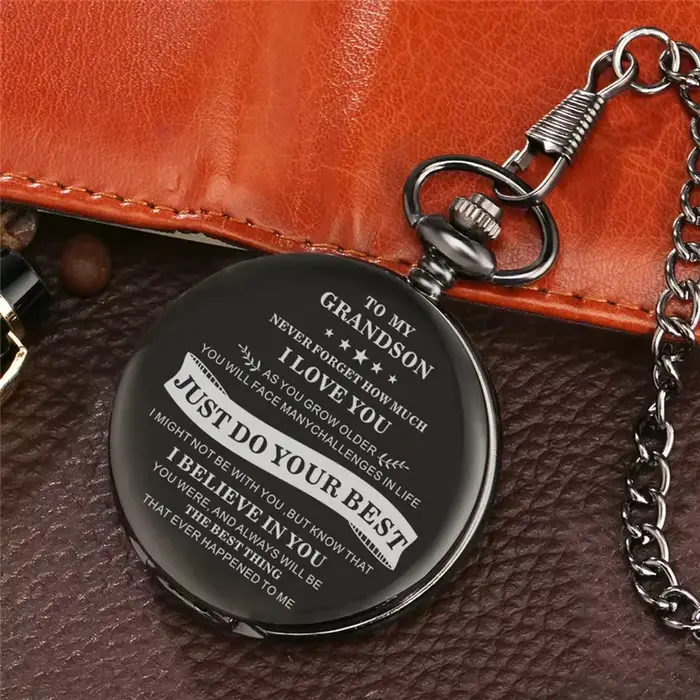 Montre de poche personnalisée pour mon petit-fils, je t'aime, garçon, horloge analogique à Quartz av