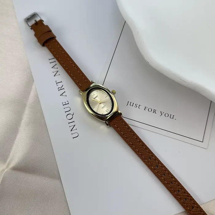 Montres de marque pour femmes, bracelet en cuir, à Quartz, haut de gamme, rétro, cadeau pour dames, 