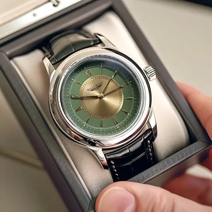 Montre-bracelet élégante pour homme à quartz en cuir bronze résistante à l'eau pour occasions professionnelles et sportives légères