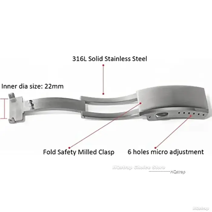 Boucle de montre solide pliable étendue pour Seiko 18mm 20mm 22mm