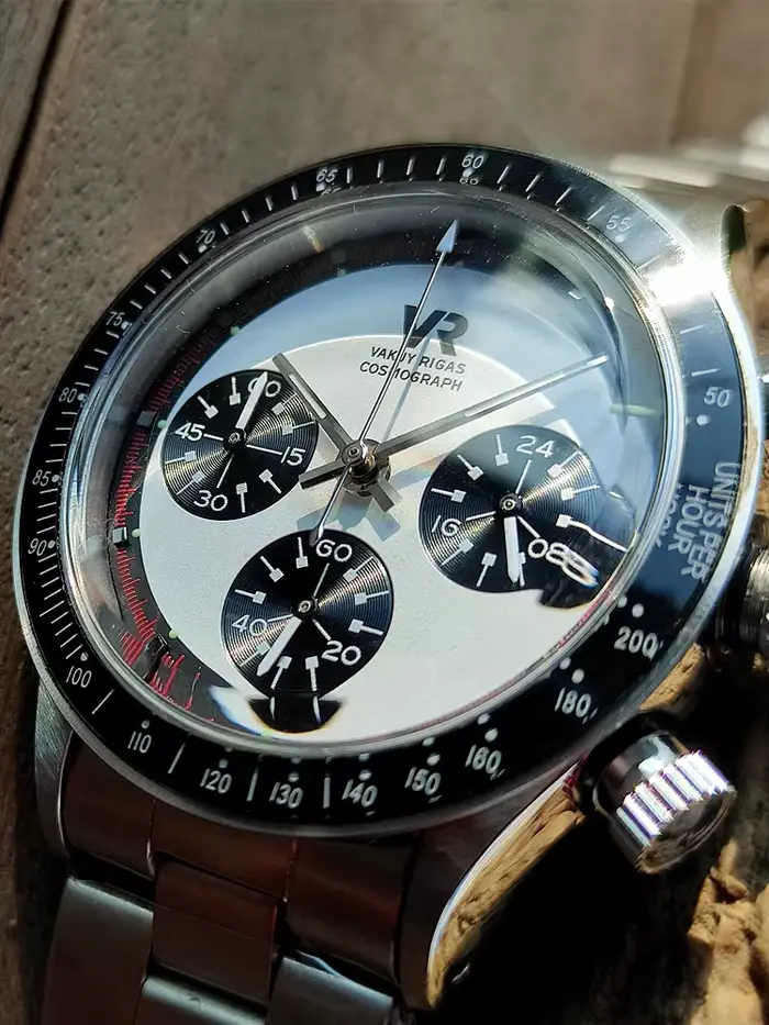 Montre à quartz Vakuy vintage panda, cadran contrasté, seconde aiguille, réplique Paul Newman Daytona VK63A, chronographe, lunette en verre, pour homme