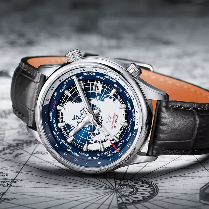 Montre WM057 Mécanique Hommes Haute Qualité Saphir Heure Mondiale Occasions Spéciales Argent Bleu Ciel Bleu Multicolore Or Violet Noir