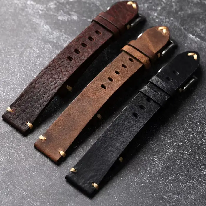 Bracelet de montre en cuir de vache de première couche vintage pour homme largeur 18 19 20 22 24mm occassions spéciales robuste et élégant
