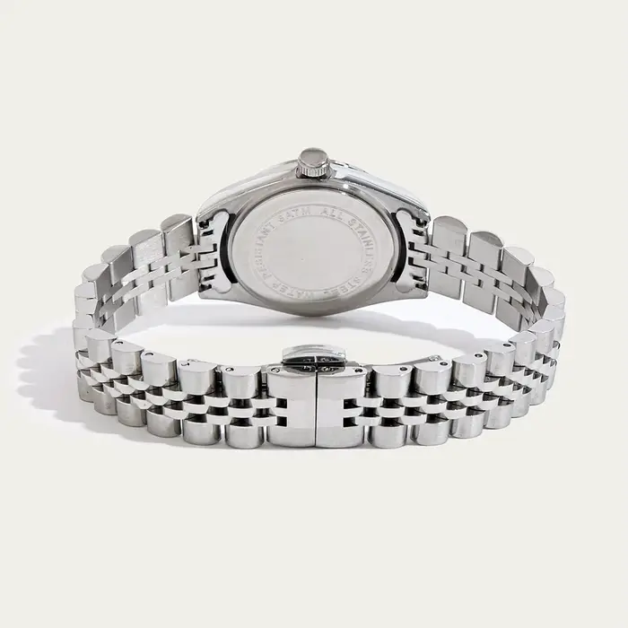 Montre de luxe pour femmes, chiffres arabes, boîtier en acier, couronne de marque étanche, montre-bracelet pour dames
