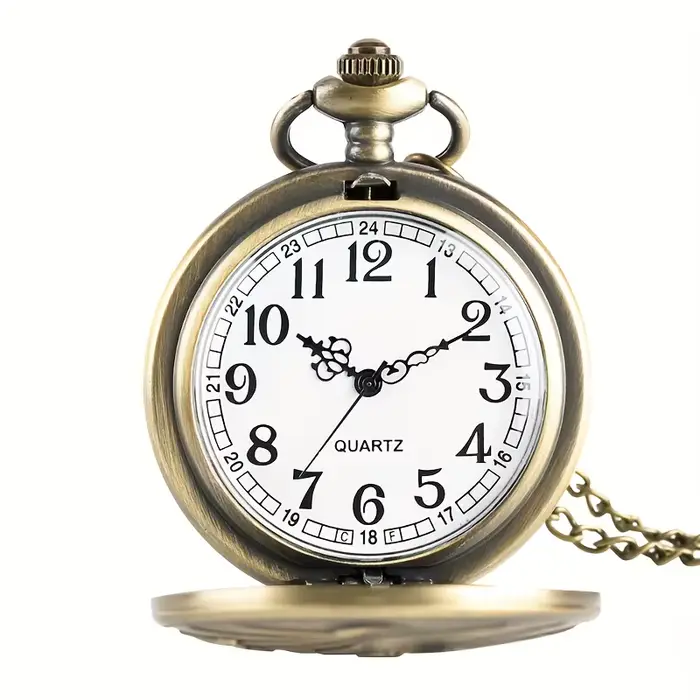 Montre de poche à quartz pour hommes avec cadran à chiffres arabes design mode et casual cadeau anniversaire ou fête papa