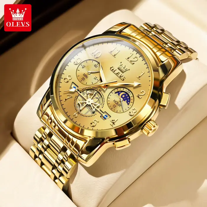 Montre Homme OLEVS 2900 Squelette à Volant Lumineux