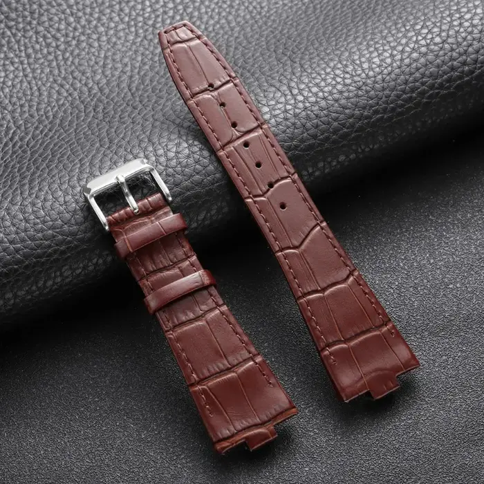 Bracelet de montre en cuir de vachette convexe pour Vacheron Constantin Overseas unisexe élégant pour homme et femme occasions spéciales et tous les jours