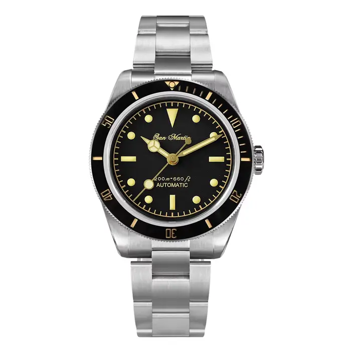 San Martin – montre de plongée pour hommes, 38mm, 6200, NH35, automatique sur la mouche, fermoir rég
