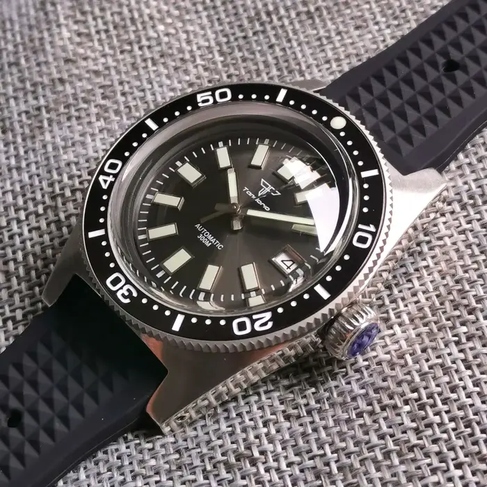 Tandorio 41mm 62MAS 30ATM cadran noir/gris/bleu automatique PT5000/Miyota 8215 montre de plongée pour hommes AR dôme verre saphir lumineux