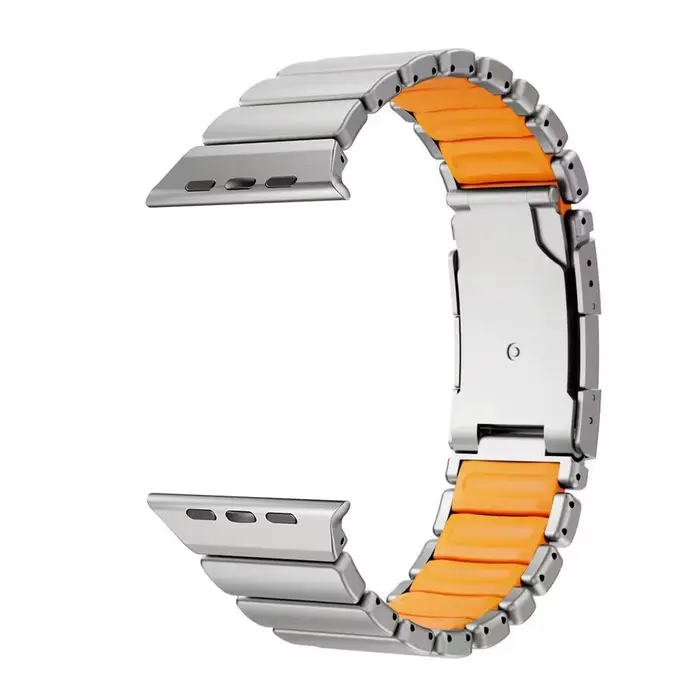 Bracelet en titane pour Apple Watch Ultra 3/2 49 mm 46 mm 45 mm 44 mm, bracelet en métal et silicone