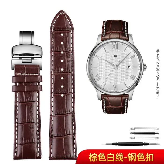 Bracelet de montre en cuir véritable pour hommes