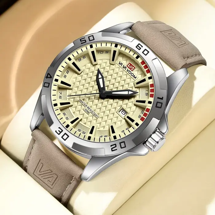 VAVA marque hommes mode montres à Quartz mâle bracelet en cuir Sport étanche montres calendrier horl