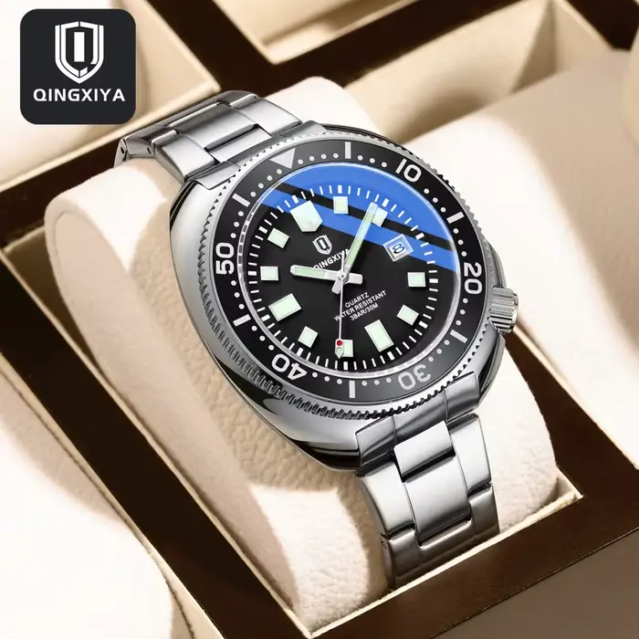 Nouvelle montre de mode homme en acier inoxydable avec calendrier complet résistante à l'eau et aiguilles lumineuses occasions spéciales et quotidienne