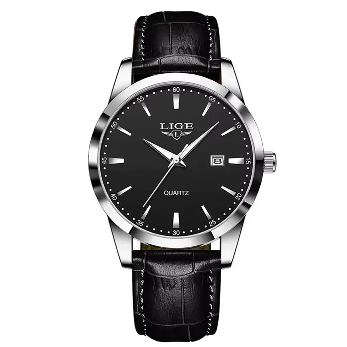 LIGE montre de sport pour hommes mode affaires en cuir Quartz montres pour hommes étanche lumineux c