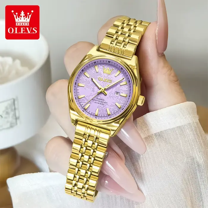 OLEVS marque de luxe montre en or pour femme lumineux étanche Date dames