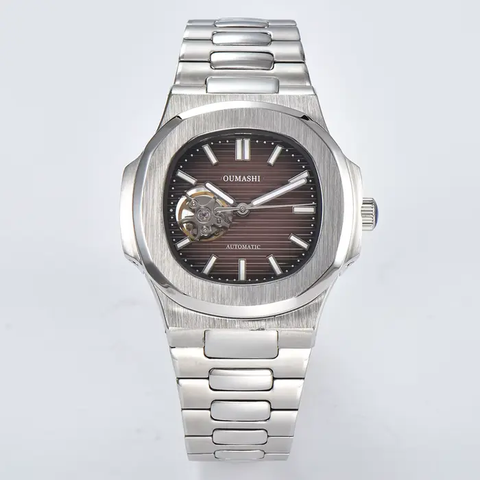 Montre à mouvement NH38 avec logo personnalisable, montre mécanique automatique, en acier inoxydable