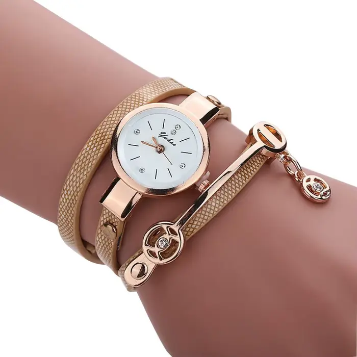 Montre à quartz simple pour femme, bracelet en métal doré, mode