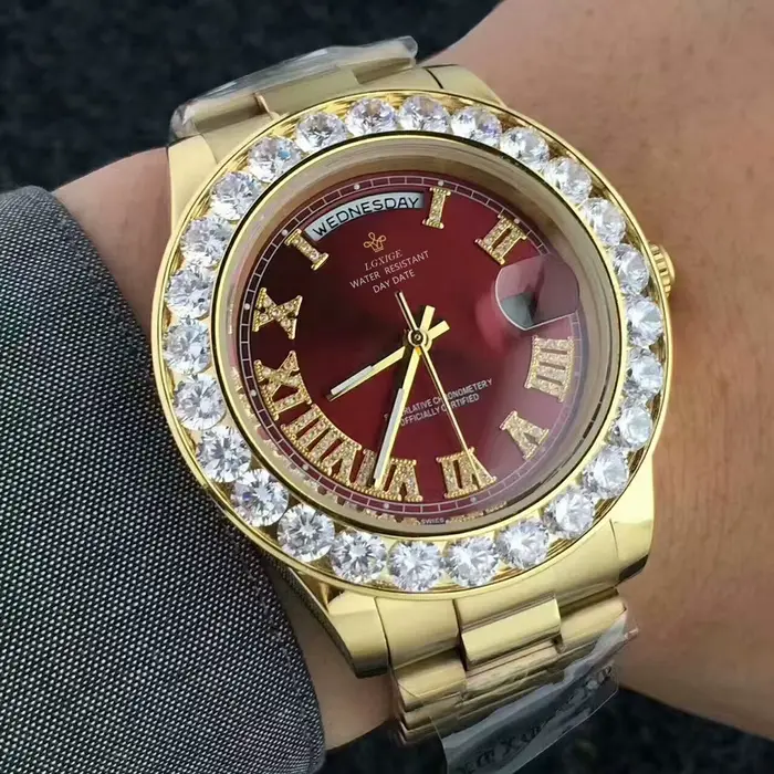 Nouvelle Montre Homme 2025 Grand Diamant, Affichage Jour/Date, Étanche, Quartz, Marque de Luxe, Déco