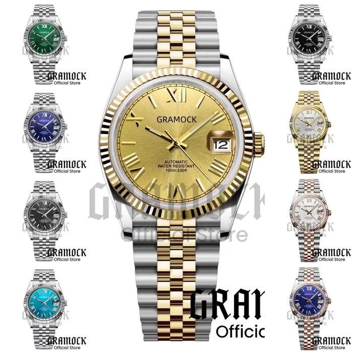 Gramock – montre de luxe bicolore en or Rose pour hommes