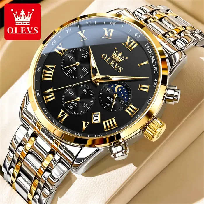 OLEVS 5529 Top marque de luxe montre pour hommes étanche lumineux en acier inoxydable Phase lunaire Code de