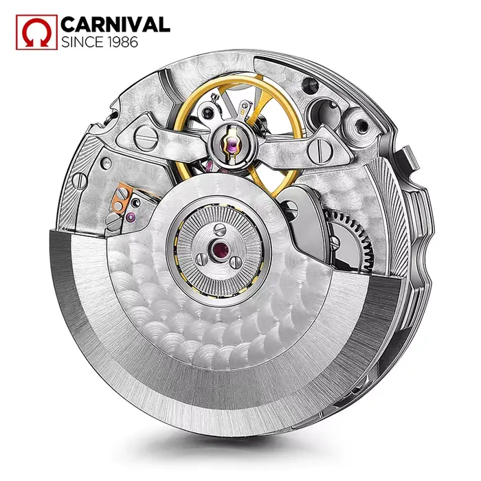 Montre mécanique Carnaval Tourbillon automatique saphir lumineuse avec calendrier complet et affichage de la semaine pour hommes occassions spéciales