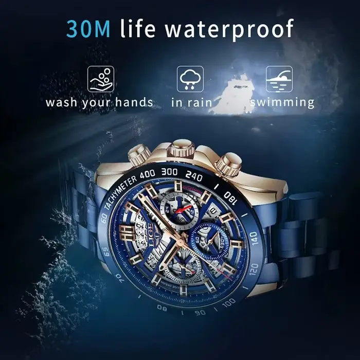 LIGE-Montre-bracelet à quartz étanche pour homme, chronographe de sport, creux, marque supérieure, luxe, nouveau, 2024
