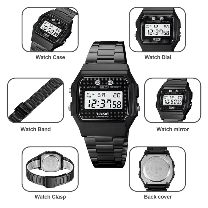 SKMEI Chrono Montre Numérique Pour Hommes Femmes Casual