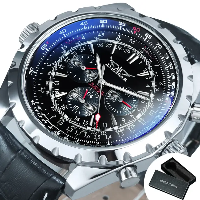 Montre T-WINNER en acier inoxydable automatique avec affichage de la semaine et sécurité pour hommes occasions spéciales sportives élégantes