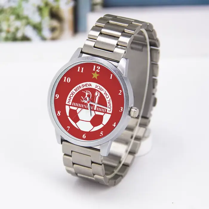 Montre Vintage HAPOEL BEER-SHEVA pour Homme Or Rose Cadran Football Montres à Quartz Occasions Spéciales Cadeau Argent