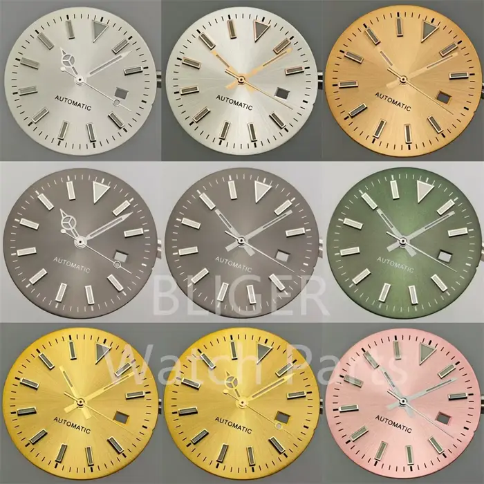 BLIGER 24.5mm Sunburst femmes montre cadran ensemble d'aiguilles blanc gris vert Rose or