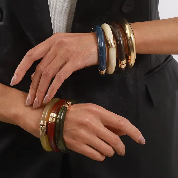 Bracelet ouvrable en alliage de résine géométrique B3524