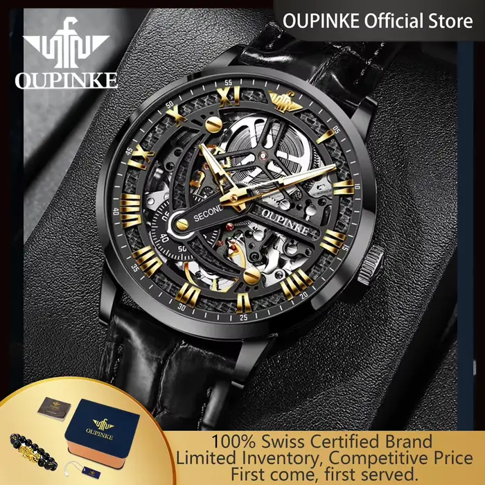 OUPINKE 3173 montres mécaniques automatiques originales pour hommes en acier inoxydable étanche lumineux entièrement
