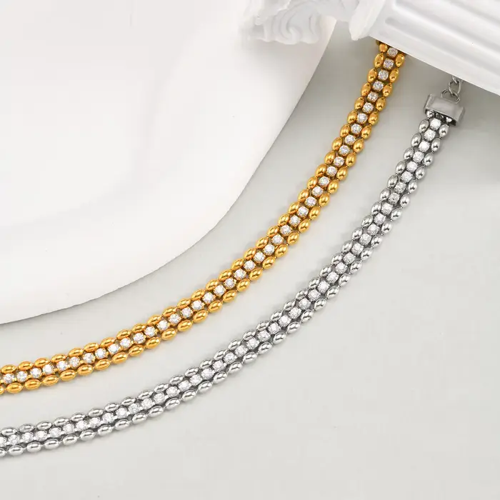 Bracelets à trois couches en acier inoxydable pour femmes