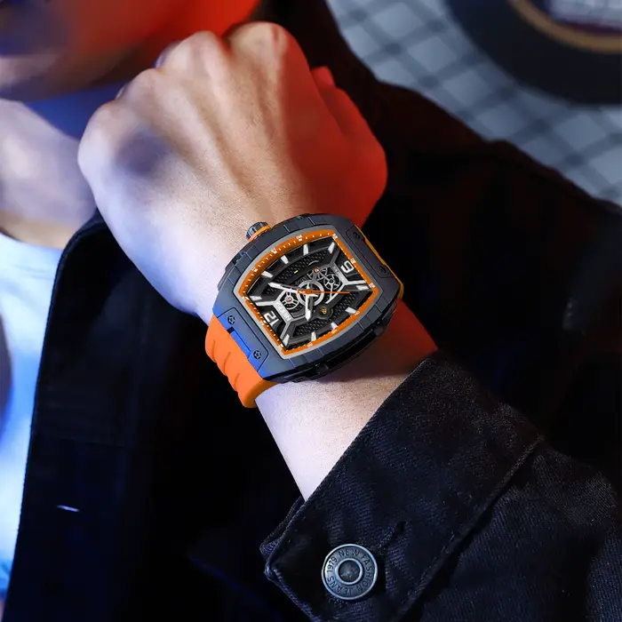 Montre NIBOSI Squelette Hommes Luxe Chronographe Quartz Étanche Mode Punk Occasions Spéciales