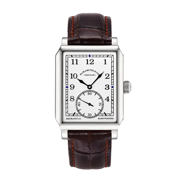 Montre rétro FARASUTE en acier inoxydable avec mouvement mécanique personnalisé, bracelet en cuir, résistante à l'eau pour homme, occasions spéciales et décontractée