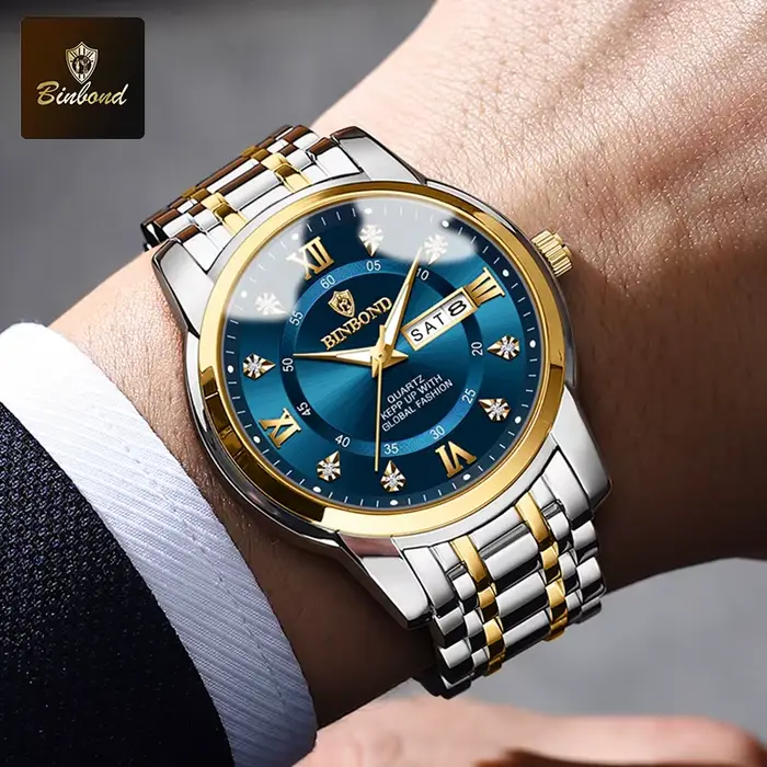 BINBOND Top marque de luxe montre de mode hommes 3ATM étanche Date horloge Sport montres