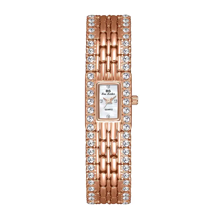 Femmes montre à Quartz Vintage or Rose argent cadran rectangulaire Reloj Mujer Orologio diamant cristal Bracelet horloge dames montre-Bracelet