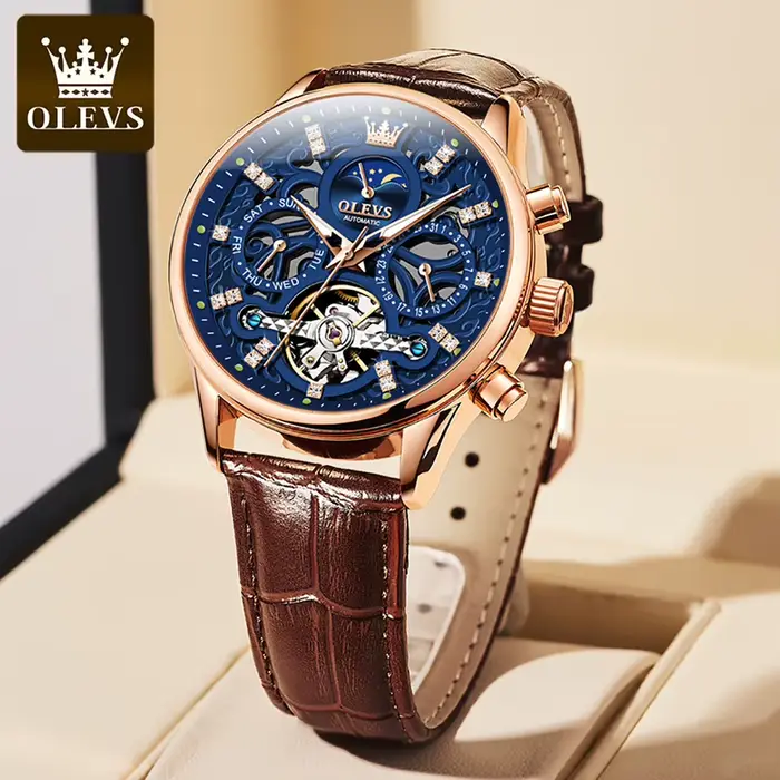 OLEVS 6658 montre automatique de marque originale pour hommes évider squelette Noctiucent haut de gamme mode Phase de