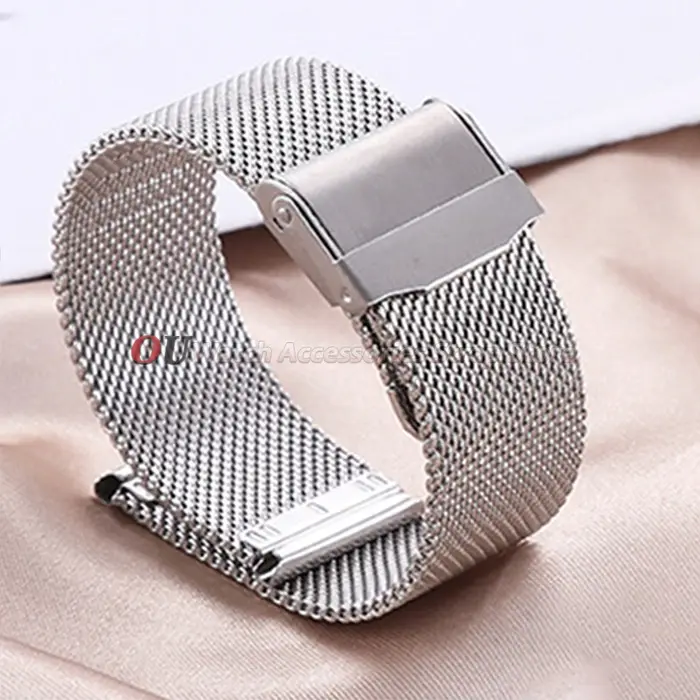 Bracelet Milanaise à Libération Rapide 18mm 20mm 22mm Universel en Acier Inoxydable Maille Fine 0.6mm 12mm 14mm 16mm 17mm 19mm 21mm 24mm