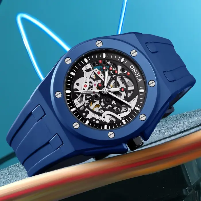 Nouvelle montre mécanique entièrement automatique à cadran ajouré pour homme
