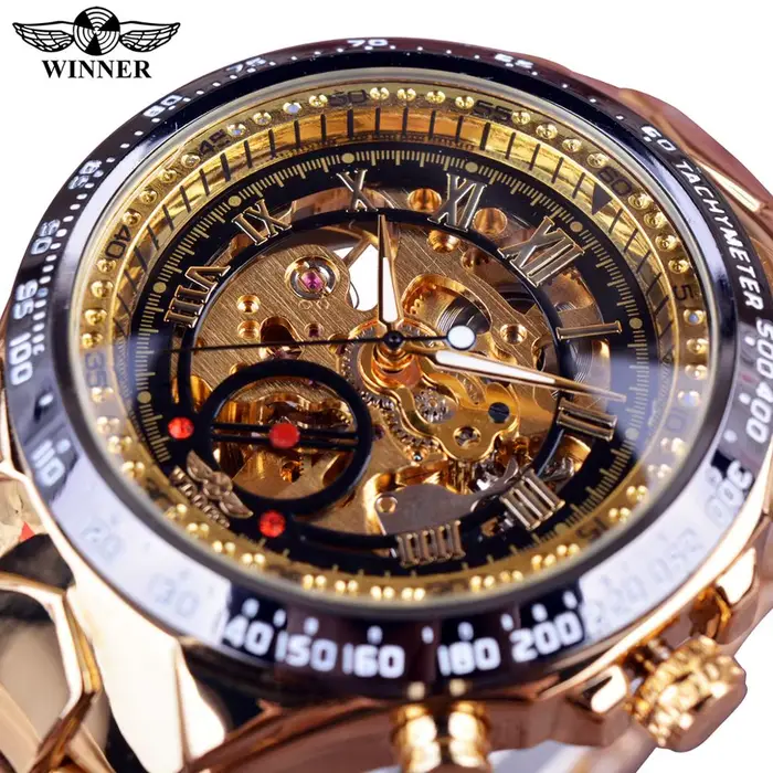 Montre T-WINNER Sport Design en acier inoxydable avec mouvement mécanique pour hommes occasionnels sportifs élégants