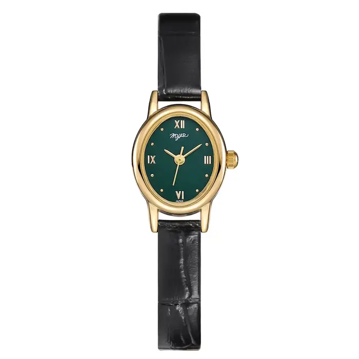 Femmes montre pour filles Quartz Reloj Mujer petite taille ovale or vert cadran petite taille Vintag