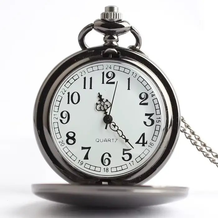 Montre de poche avec pendentif en argent lisse pour hommes et femmes